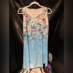Blue multi-floral patterned summer blouse